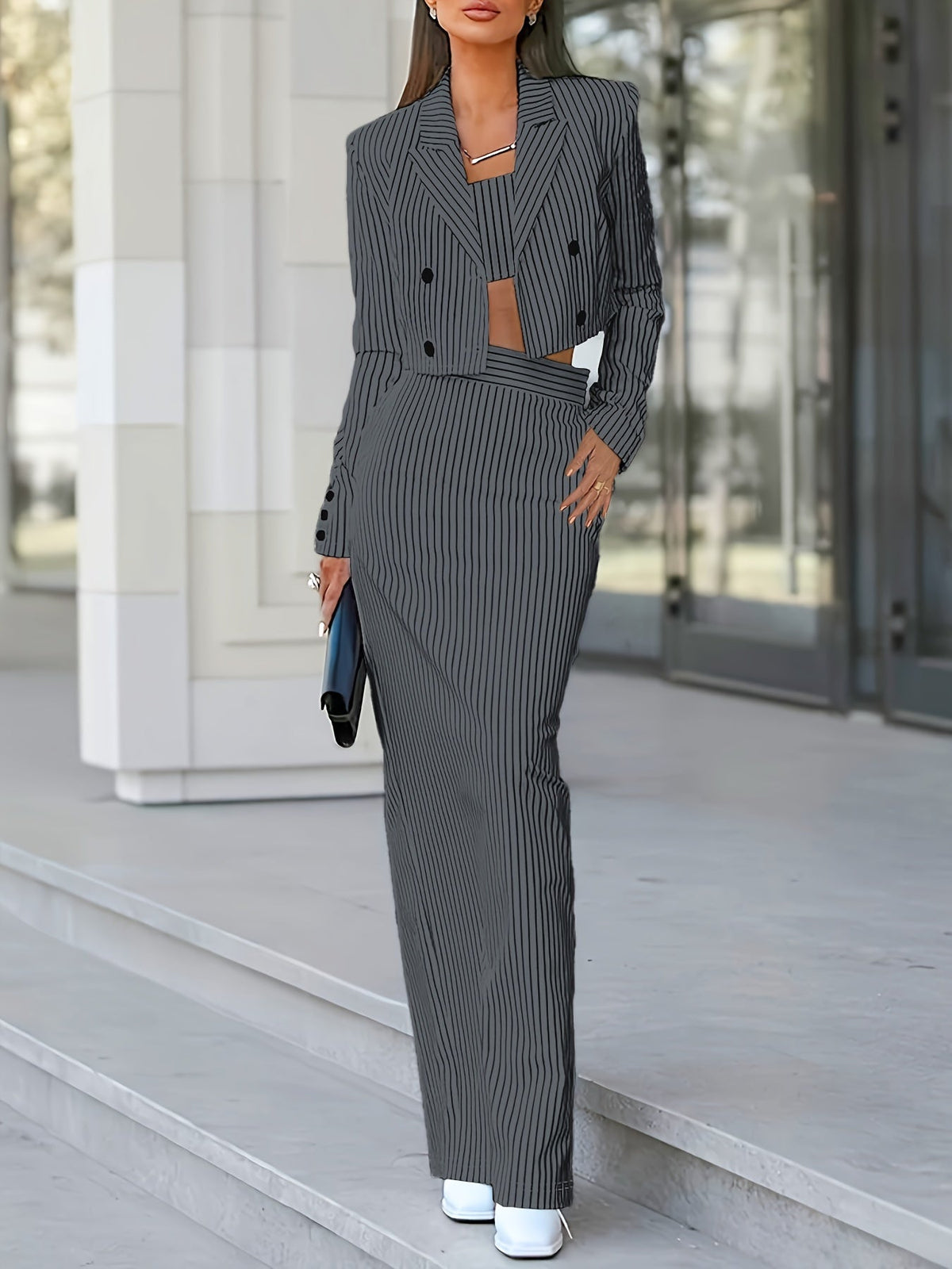 Averlyn - Pinstripe Two-Piece Blazer Trouser Set Business Meetings — view 3 of 10