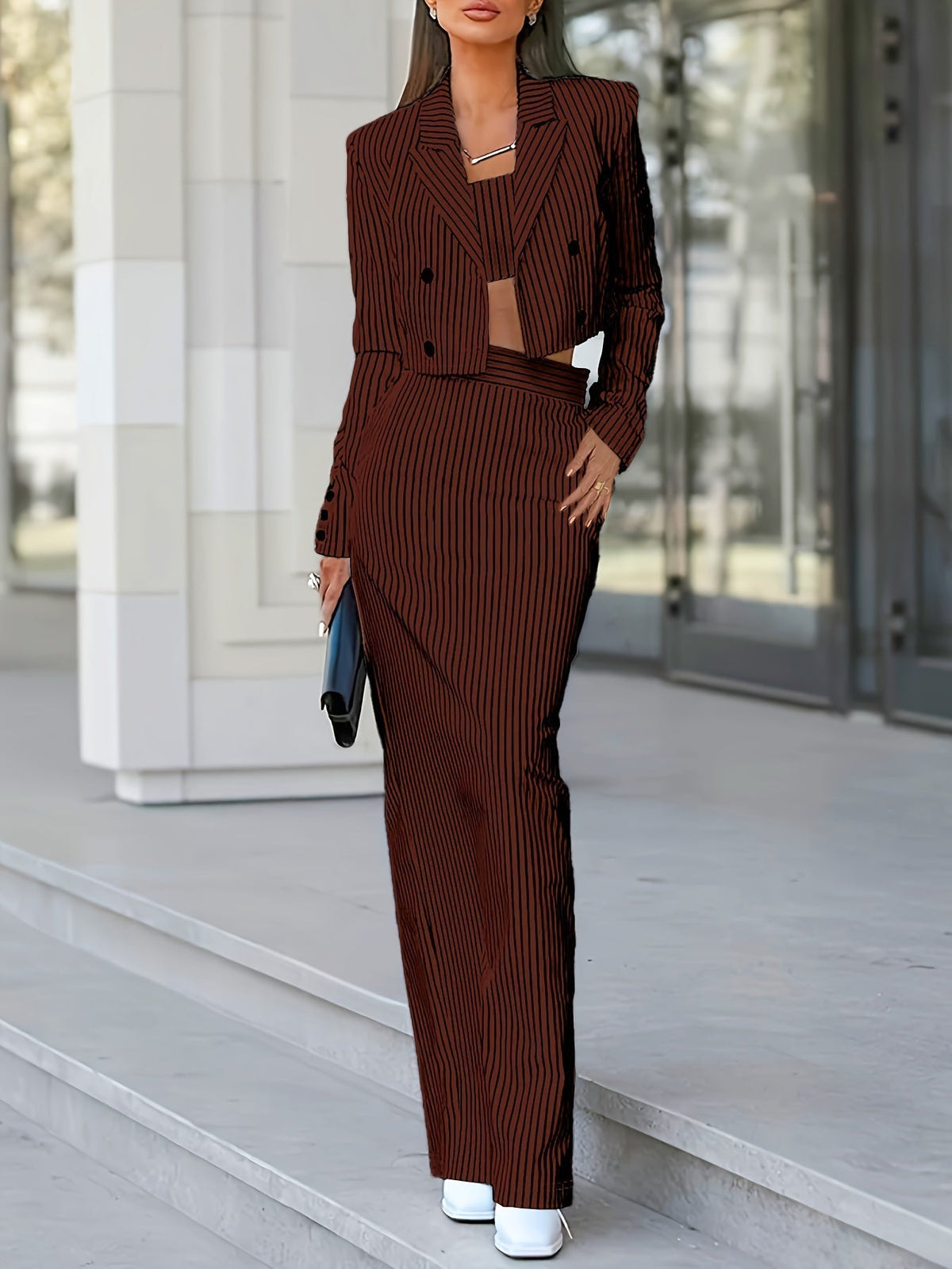 Averlyn - Pinstripe Two-Piece Blazer Trouser Set Business Meetings — view 6 of 10