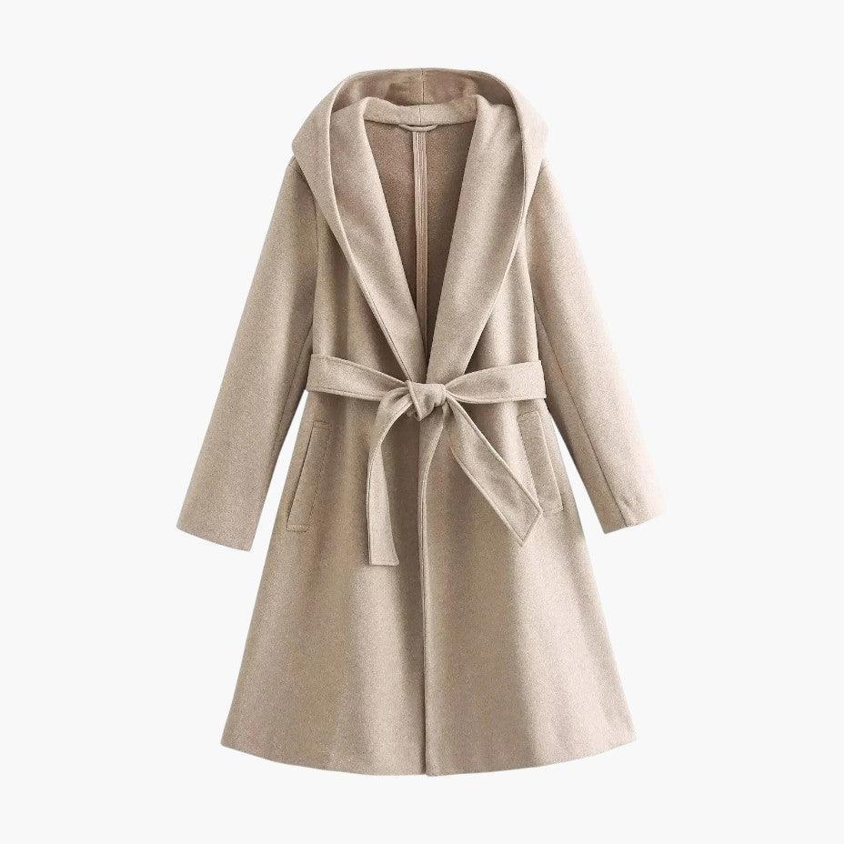 Cassenta - Hooded Belted Trenchcoat Rainy Day Commuting — view 10 of 10