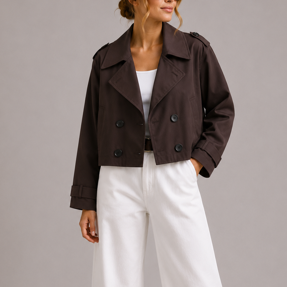 Belmira - Cropped Trench Coat For Spring Layering