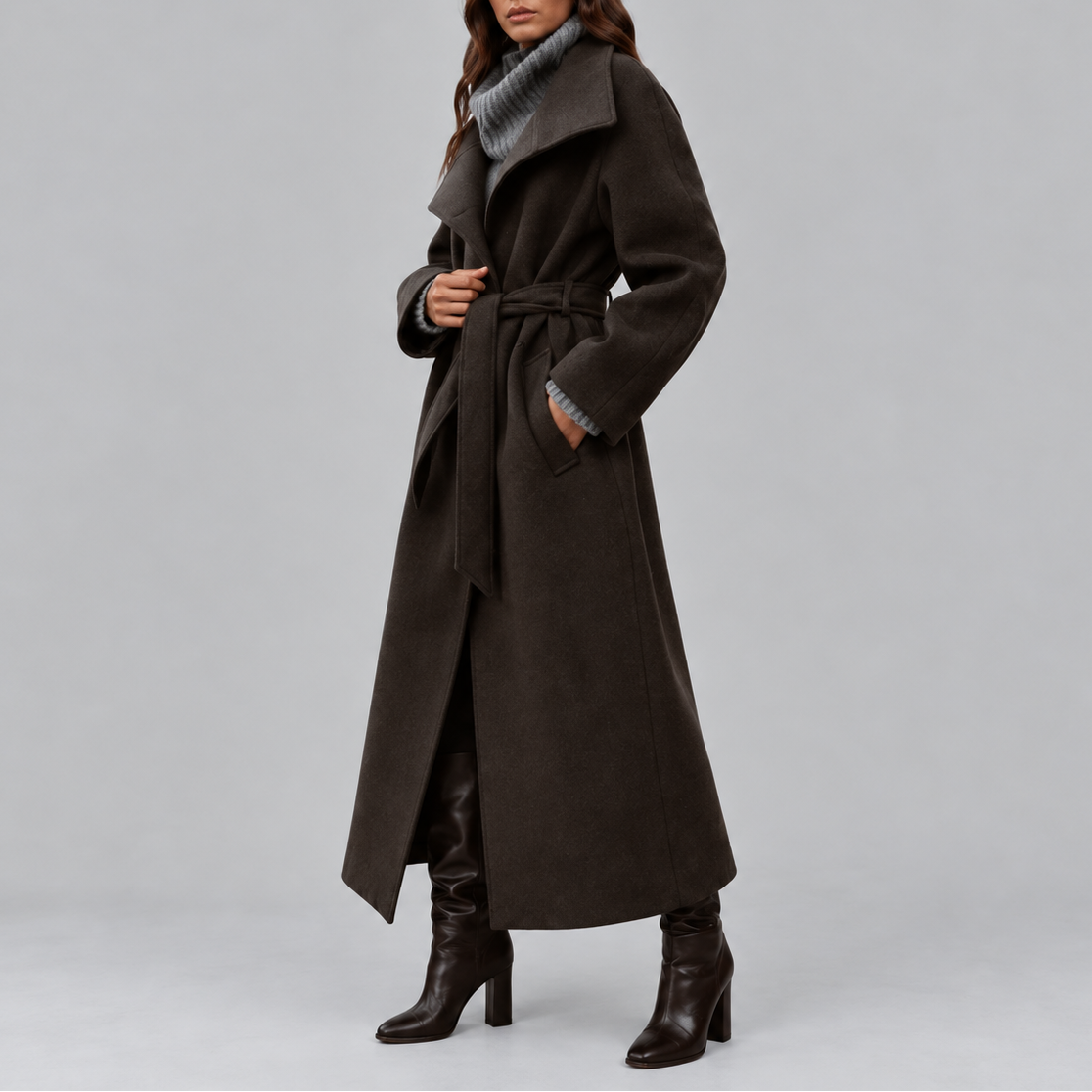 Belmora - Belted Longline Wrap Coat Winter Wear — view 5 of 6