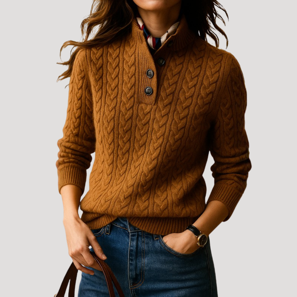 Brennora - Ribbed Collar Pullover Sweater For Casual Days — view 2 of 5