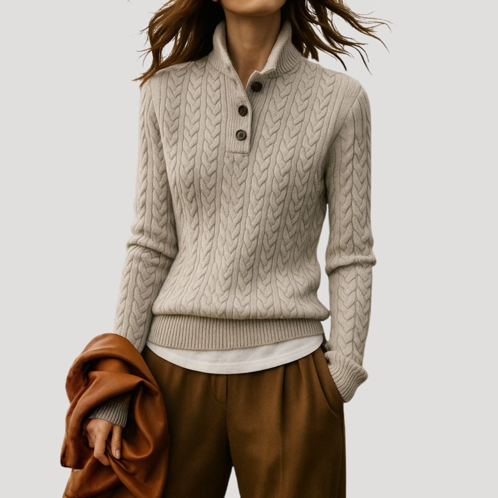 Brennora - Ribbed Collar Pullover Sweater For Casual Days — view 5 of 5