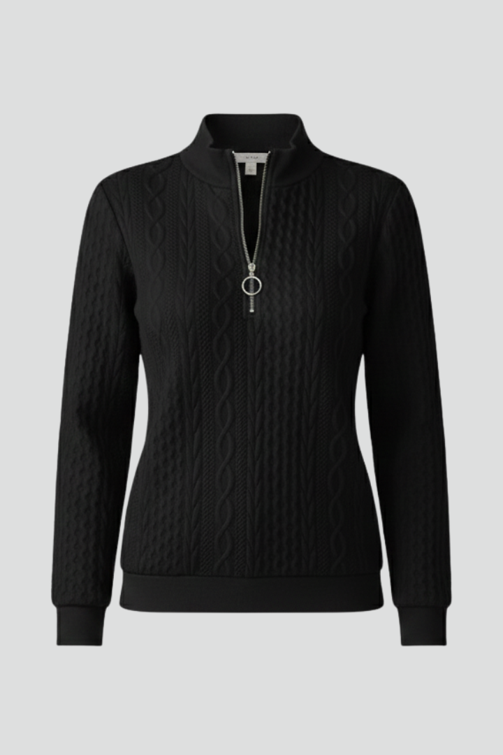 Cablesa - Zip Neck Cable Knit Jumper Everyday Wear