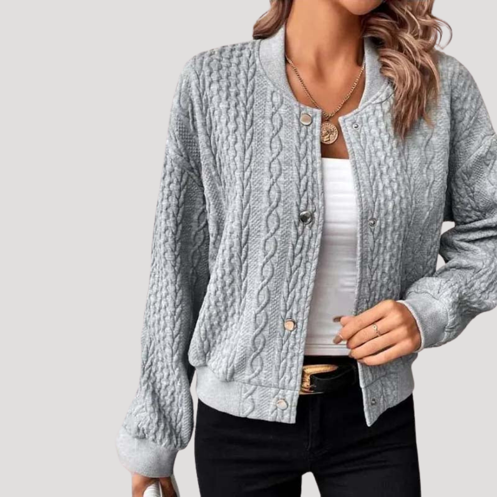 Cablow - Cable Knit Button Front Cardigan Cooler Day Layering