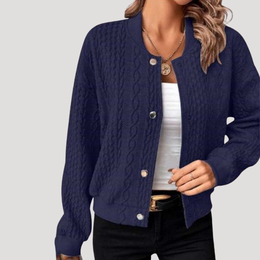 Cablow - Cable Knit Button Front Cardigan Cooler Day Layering — view 2 of 9