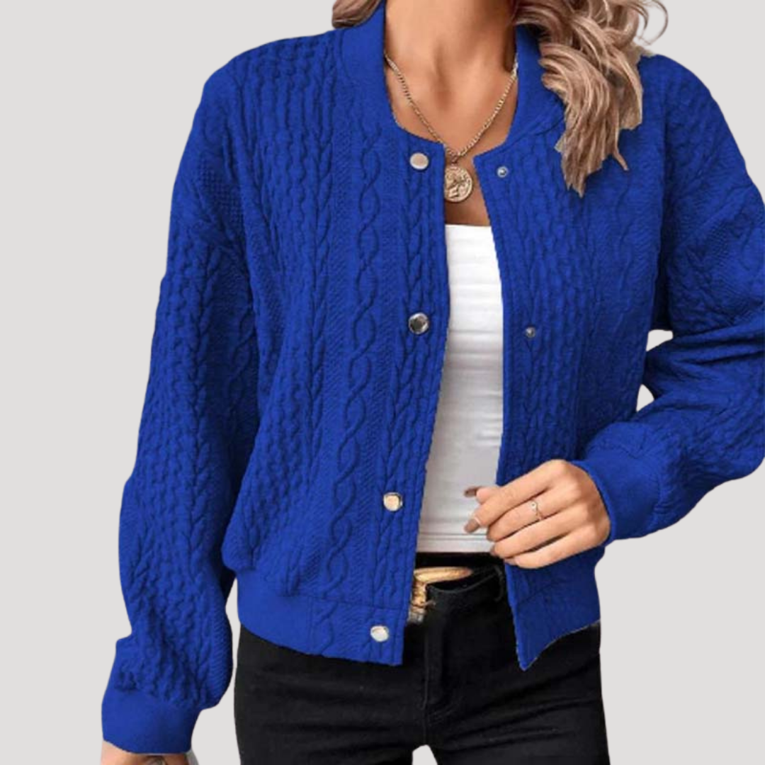 Cablow - Cable Knit Button Front Cardigan Cooler Day Layering — view 3 of 9
