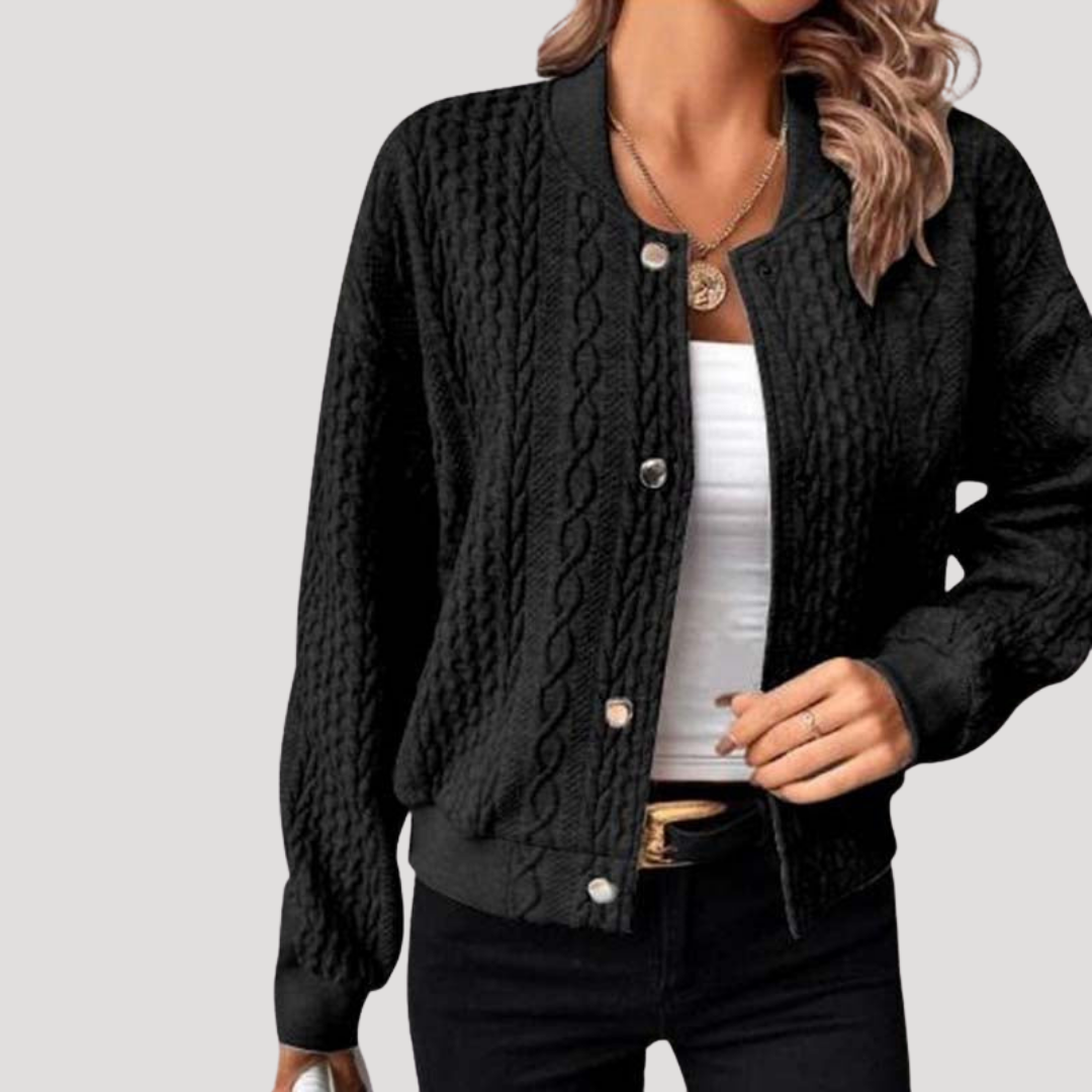 Cablow - Cable Knit Button Front Cardigan Cooler Day Layering — view 4 of 9