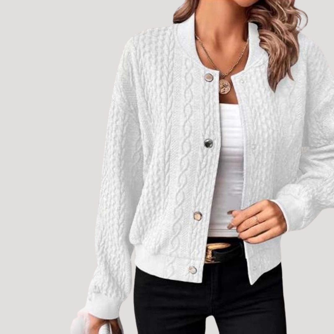 Cablow - Cable Knit Button Front Cardigan Cooler Day Layering — view 5 of 9