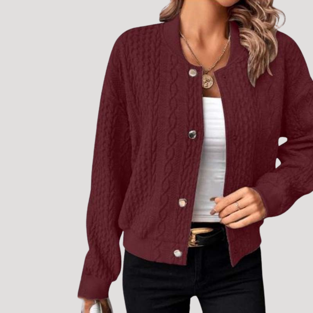 Cablow - Cable Knit Button Front Cardigan Cooler Day Layering — view 6 of 9