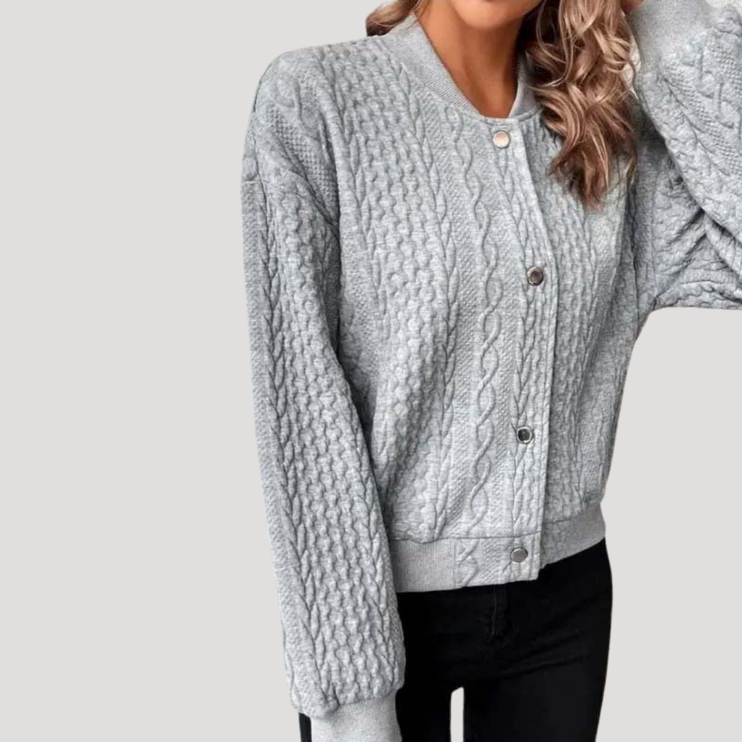 Cablow - Cable Knit Button Front Cardigan Cooler Day Layering — view 8 of 9