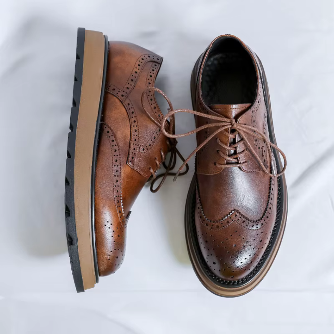 Calderleigh - Leather Brogue Shoes Office And Weekend Wear — view 3 of 8