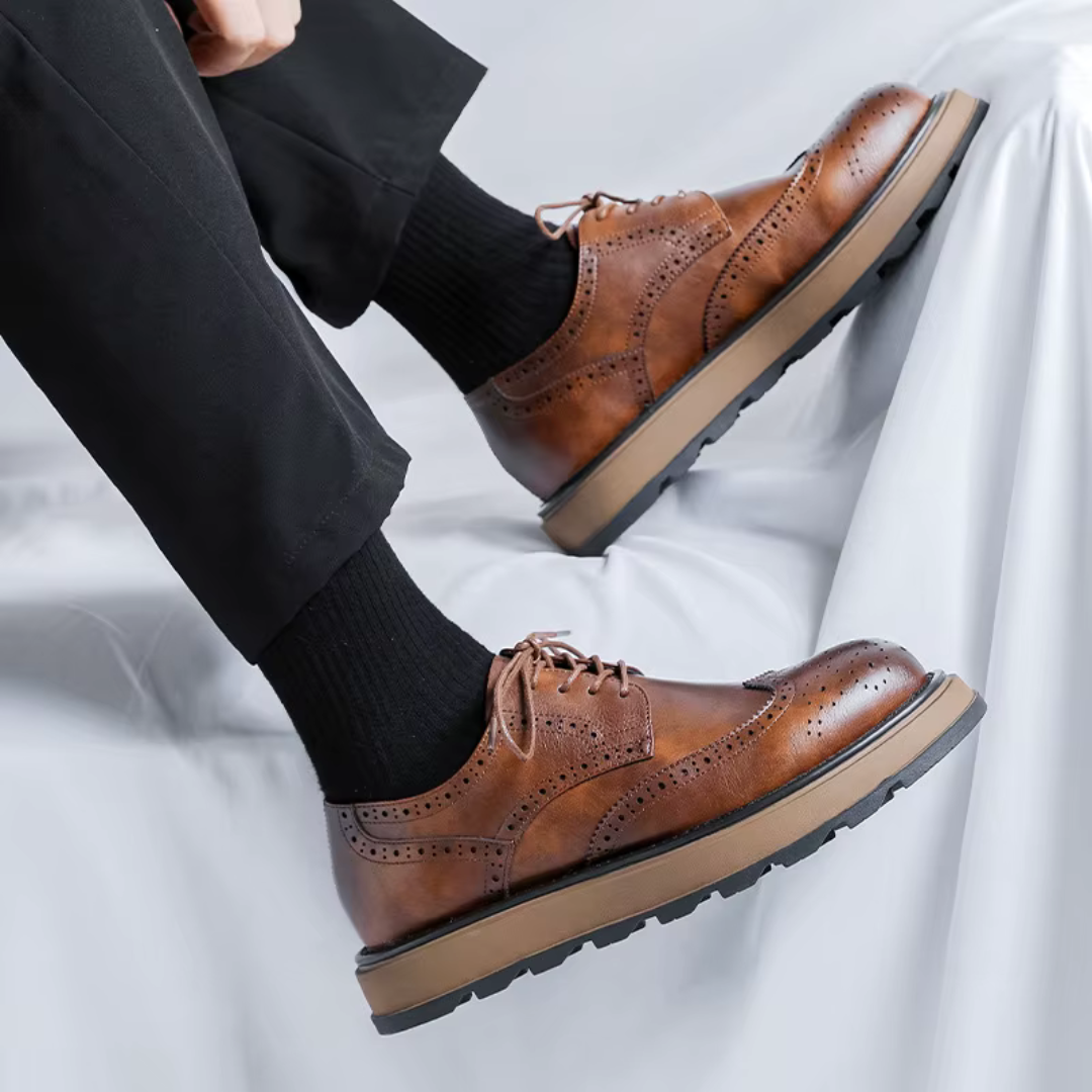 Calderleigh - Leather Brogue Shoes Office And Weekend Wear — view 4 of 8