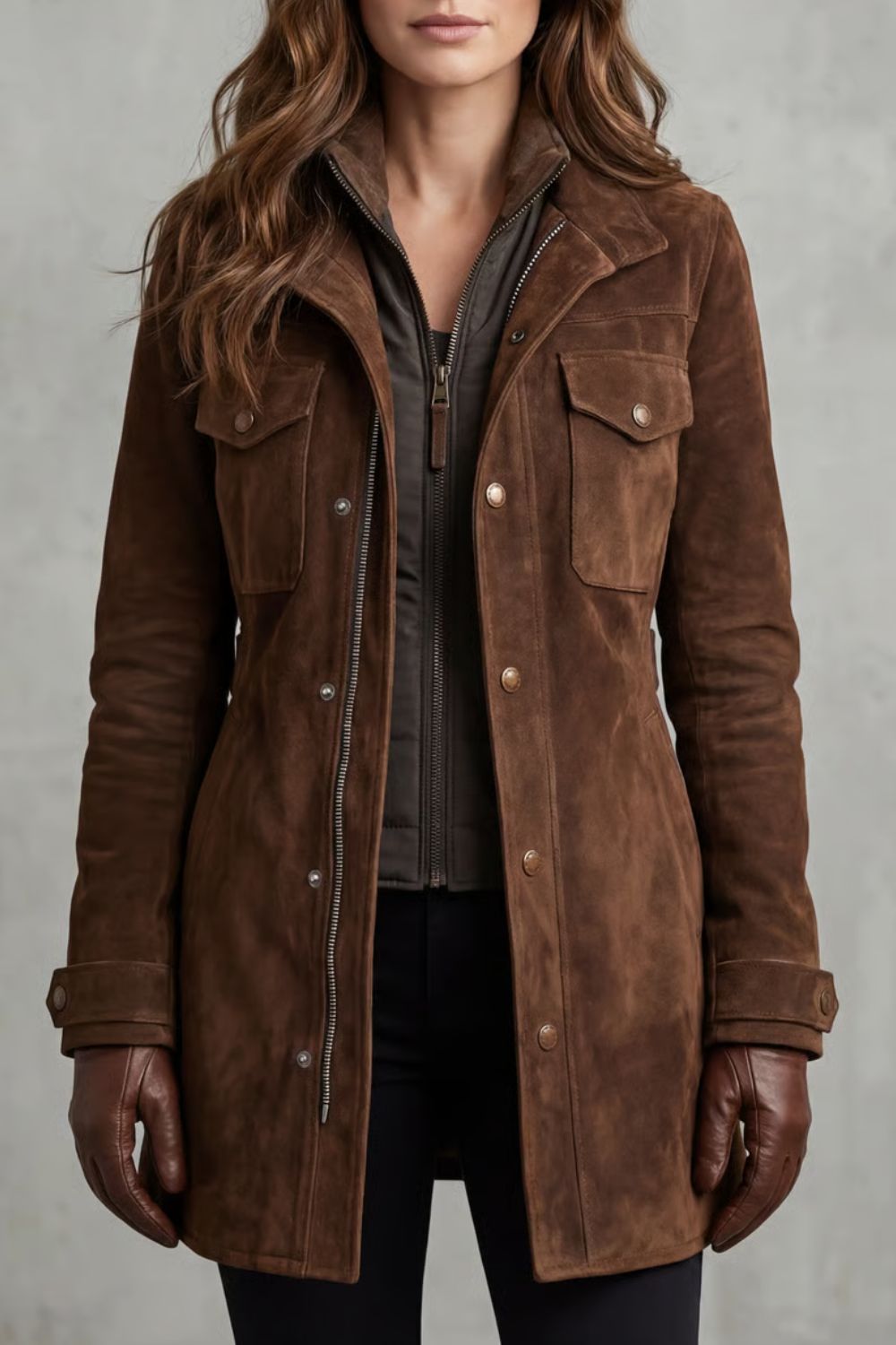 Calmyra - Longline Suede Coat For Everyday Layering