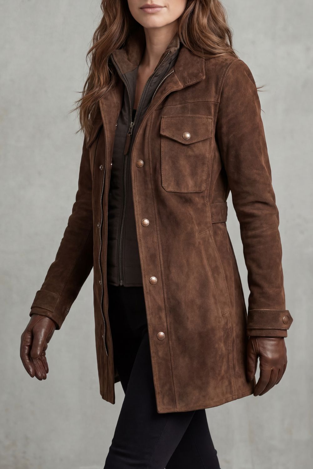 Calmyra - Longline Suede Coat For Everyday Layering — view 3 of 4