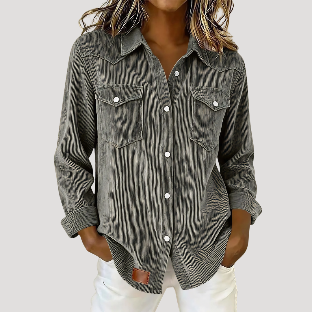 Camerly - Button Front Long Sleeve Blouse Everyday Layering