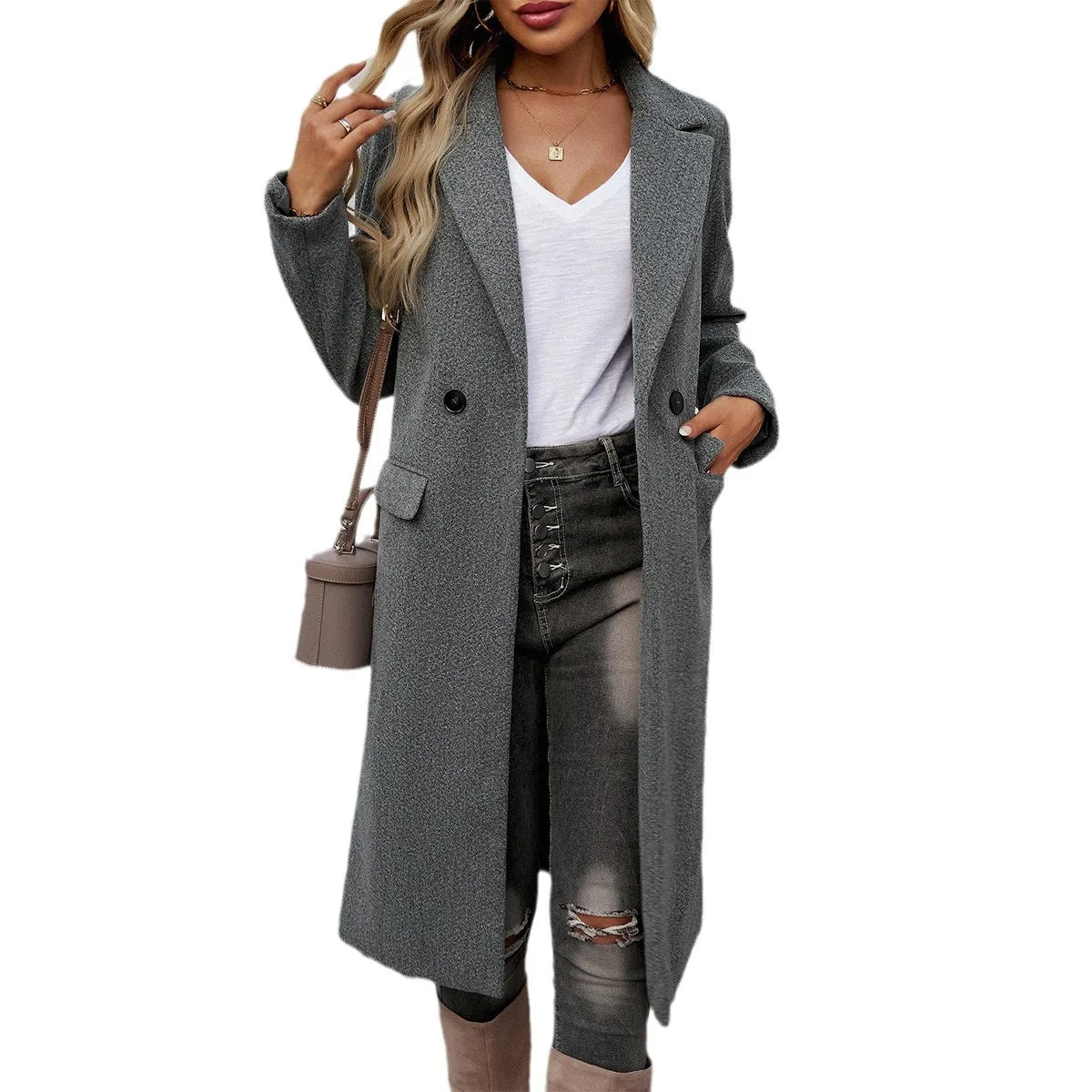 Cassalora - Oversized Midi Trench Coat Transitional Layering — view 4 of 7