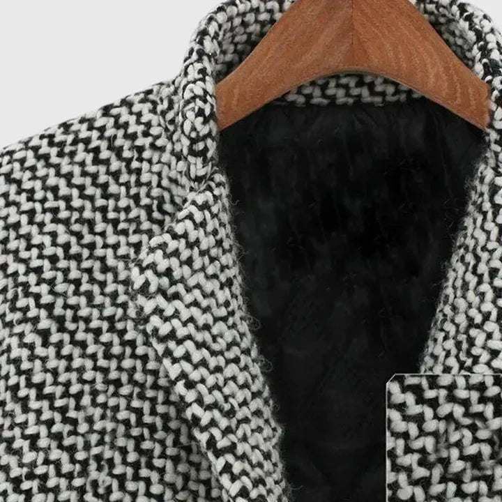 Chessina - Houndstooth Double Breasted Belted Coat Office Wear — view 4 of 5