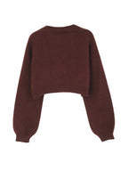 Christmas Cardigan Cropped Knit Gingerbread Open Front Ribbed Cuffs — view 2 of 8