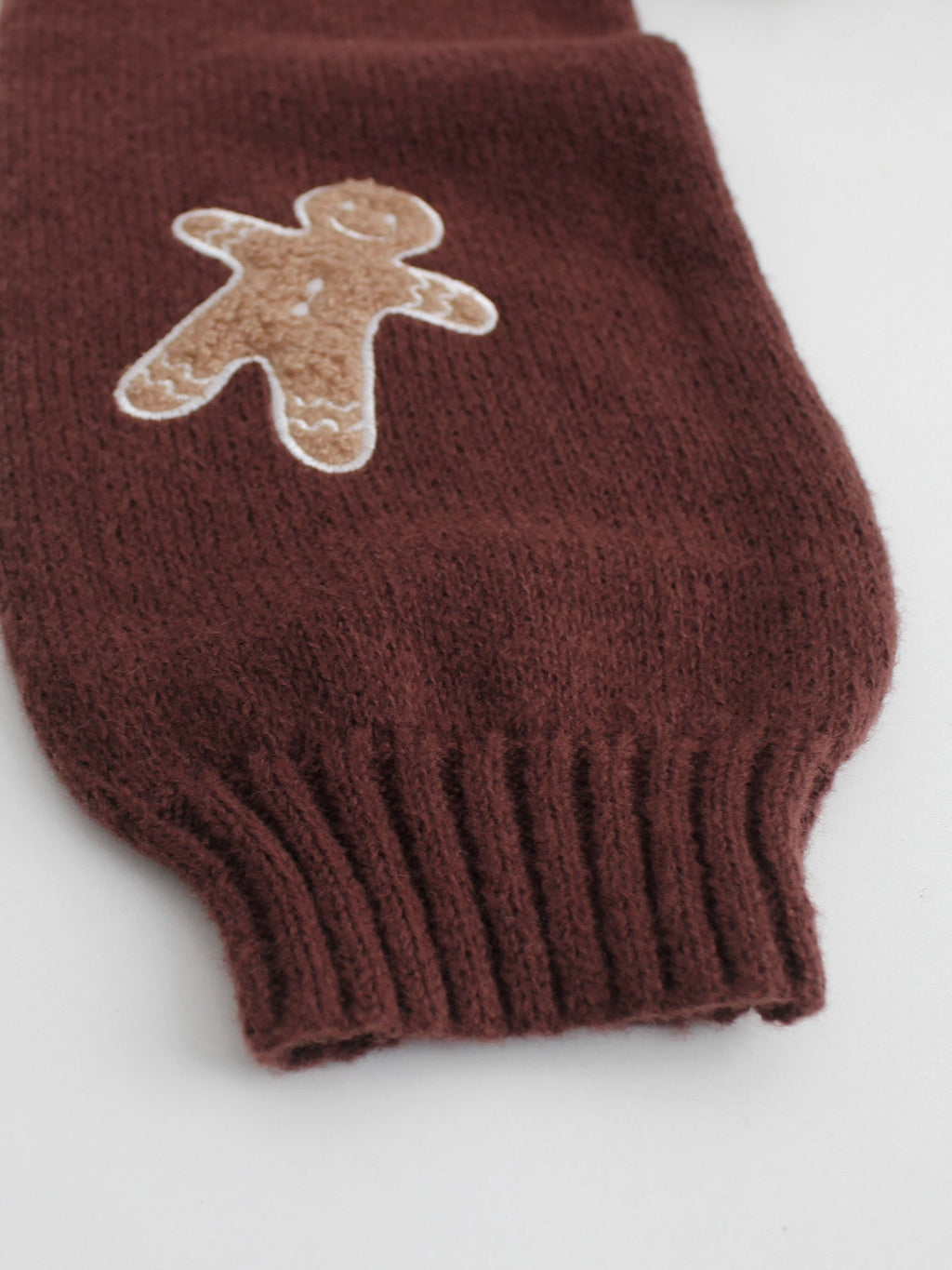 Christmas Cardigan Cropped Knit Gingerbread Open Front Ribbed Cuffs — view 6 of 8