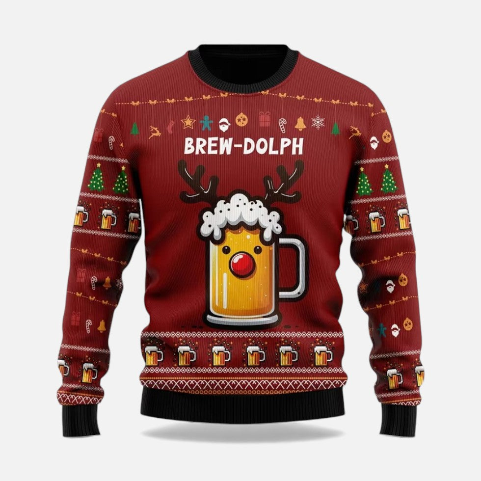 Christmas Jumper Funny Oversized Colorblock Holiday Print Crew Neck