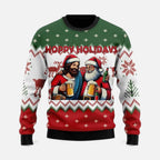 Christmas Jumper Funny Oversized Colorblock Holiday Print Crew Neck — view 2 of 7