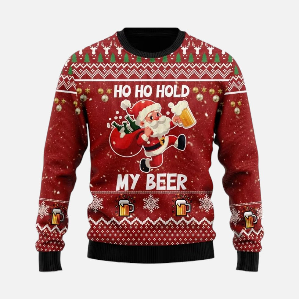 Christmas Jumper Funny Oversized Colorblock Holiday Print Crew Neck — view 3 of 7