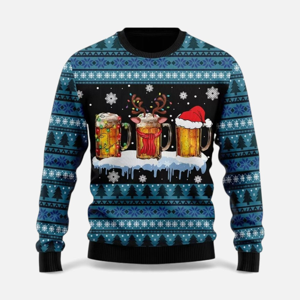 Christmas Jumper Funny Oversized Colorblock Holiday Print Crew Neck — view 4 of 7