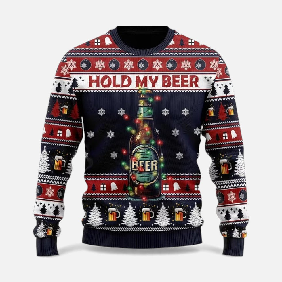 Christmas Jumper Funny Oversized Colorblock Holiday Print Crew Neck — view 7 of 7
