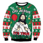 Christmas Jumper Funny Ugly Unisex Crew Neck Colour Block Ribbed Cuffs — view 2 of 5