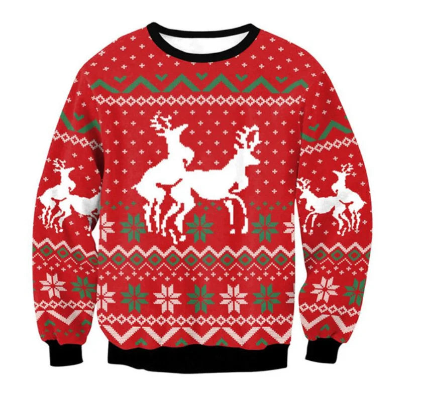Christmas Jumper Funny Ugly Unisex Crew Neck Colour Block Ribbed Cuffs — view 4 of 5