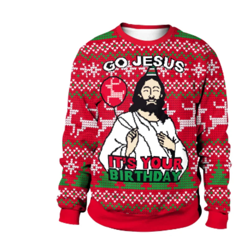 Christmas Jumper Funny Ugly Unisex Crew Neck Colour Block Ribbed Cuffs — view 5 of 5