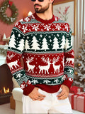 Mens Fair Isle Christmas Jumper Knitted Reindeer Print Crew Neck — view 4 of 8
