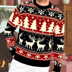 Mens Fair Isle Christmas Jumper Knitted Reindeer Print Crew Neck — view 5 of 8