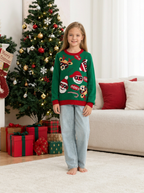 Matching Family Christmas Jumper Santa Reindeer Print Crew Neck Green — view 2 of 4