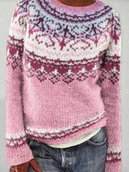 Christmas Jumper Women's Fair Isle Crew Neck Knitted Jacquard Pattern — view 8 of 10