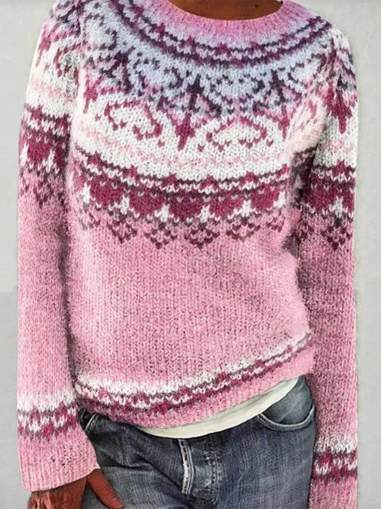 Christmas Jumper Women's Fair Isle Crew Neck Knitted Jacquard Pattern — view 8 of 10