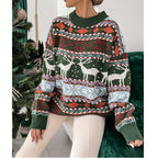 Christmas Jumper Women's Fair Isle Reindeer Snowflake Crew Neck