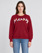 Womens Christmas Jumper Knitted Slogan Crew Neck Pom Pom Long Sleeve
