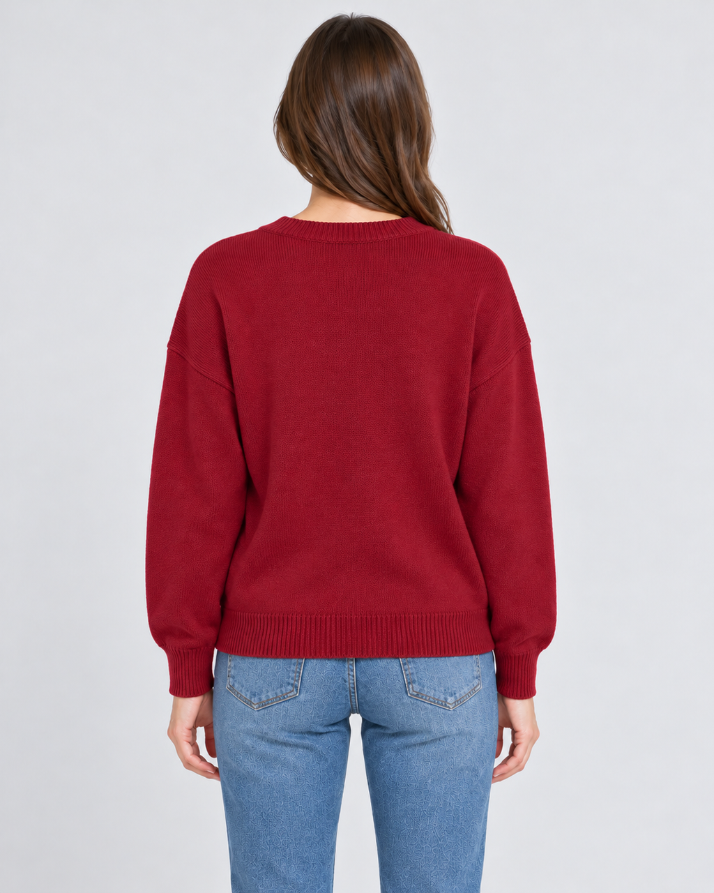 Womens Christmas Jumper Knitted Slogan Crew Neck Pom Pom Long Sleeve — view 4 of 5