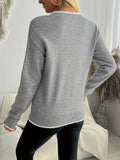 Christmas Jumper Women's Snowflake Knit Crew Neck Ribbed Cuffs Grey