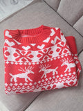Womens Fair Isle Christmas Jumper Knitted Crew Neck Red White Cropped — view 6 of 6