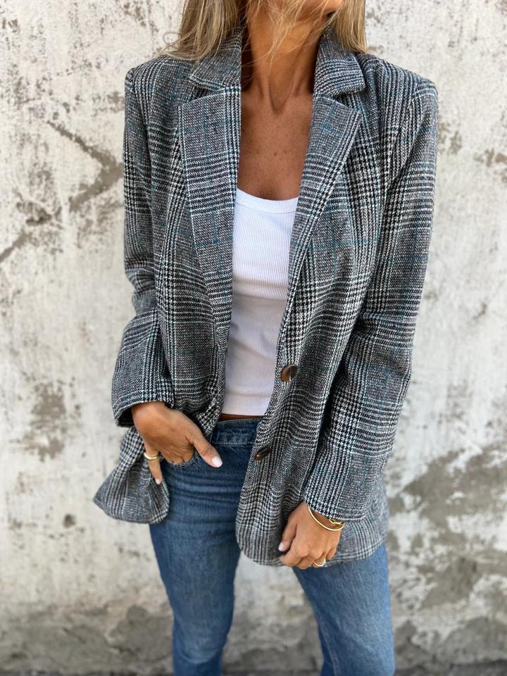 Coralind - Tailored Plaid Blazer Spring Autumn Layering