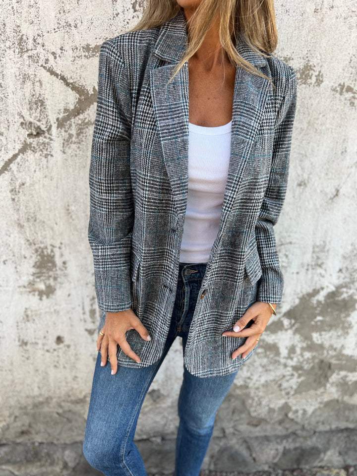 Coralind - Tailored Plaid Blazer Spring Autumn Layering — view 2 of 5