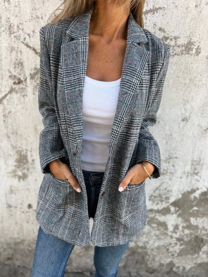 Coralind - Tailored Plaid Blazer Spring Autumn Layering — view 3 of 5