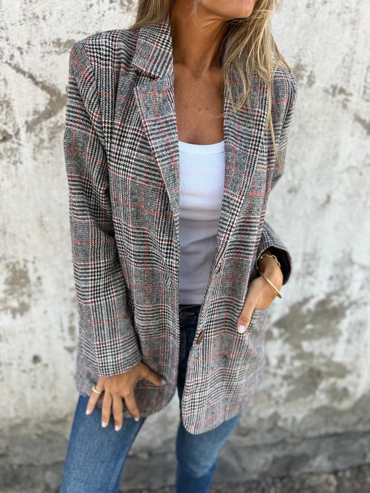 Coralind - Tailored Plaid Blazer Spring Autumn Layering — view 4 of 5