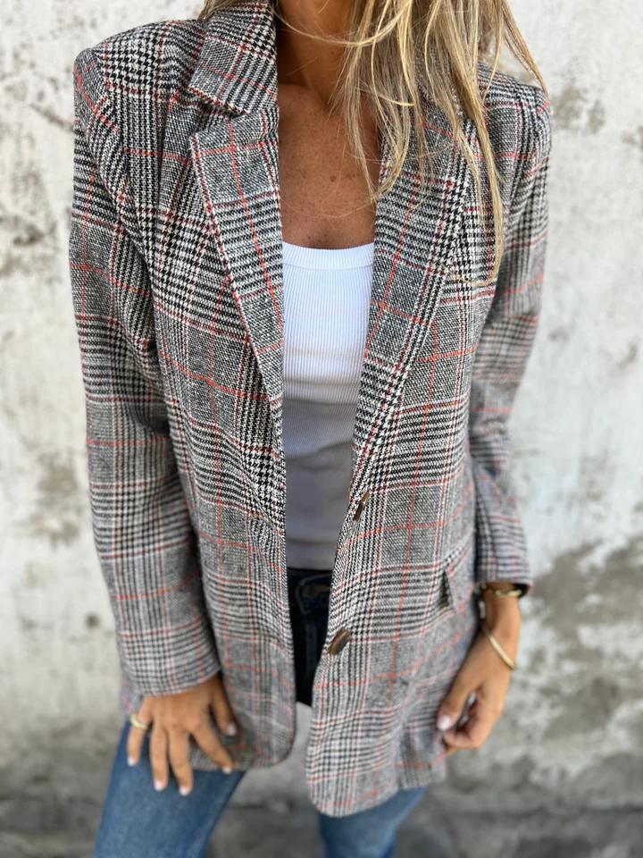 Coralind - Tailored Plaid Blazer Spring Autumn Layering — view 5 of 5