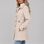 Corentia - Fitted Button Front Overcoat Cool Weather Layering — view 2 of 6