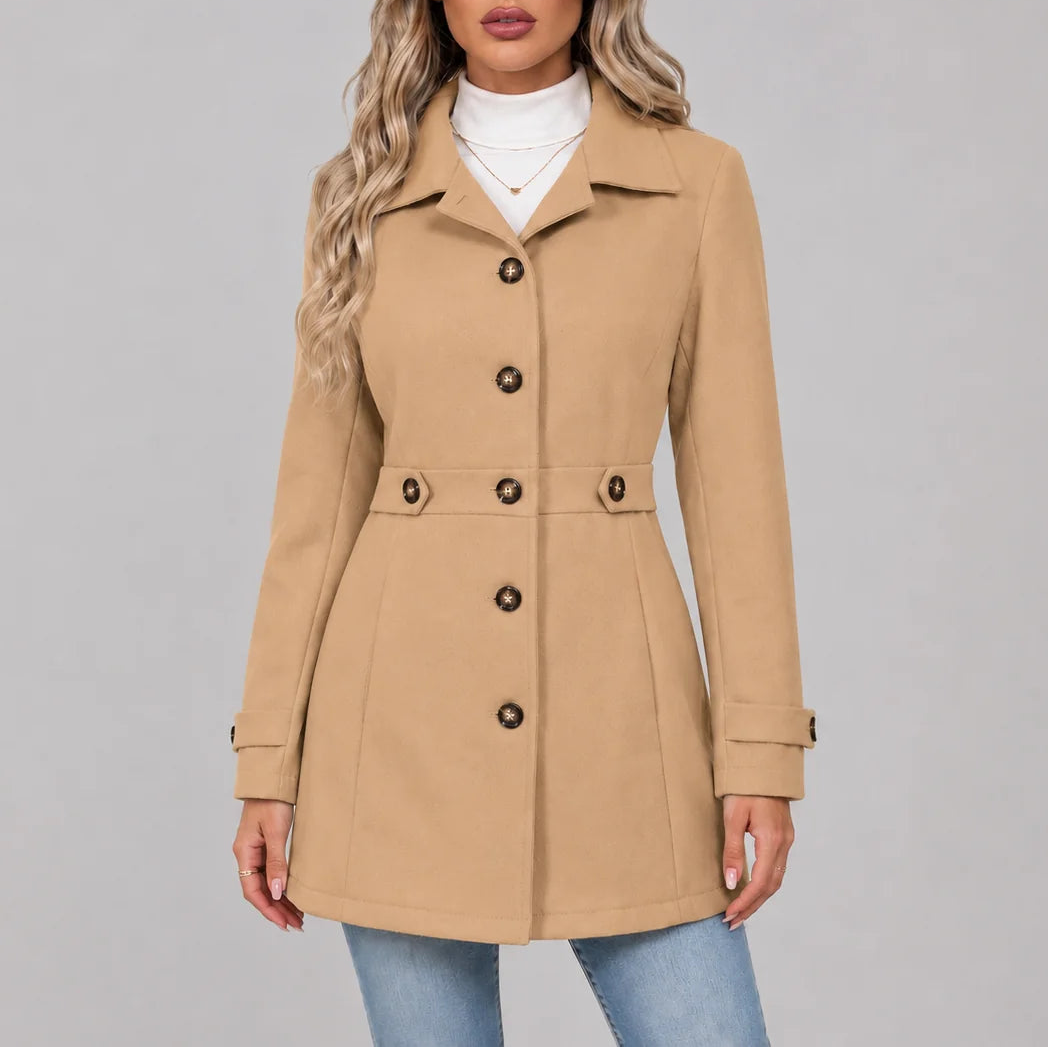 Corentia - Fitted Button Front Overcoat Cool Weather Layering — view 4 of 6