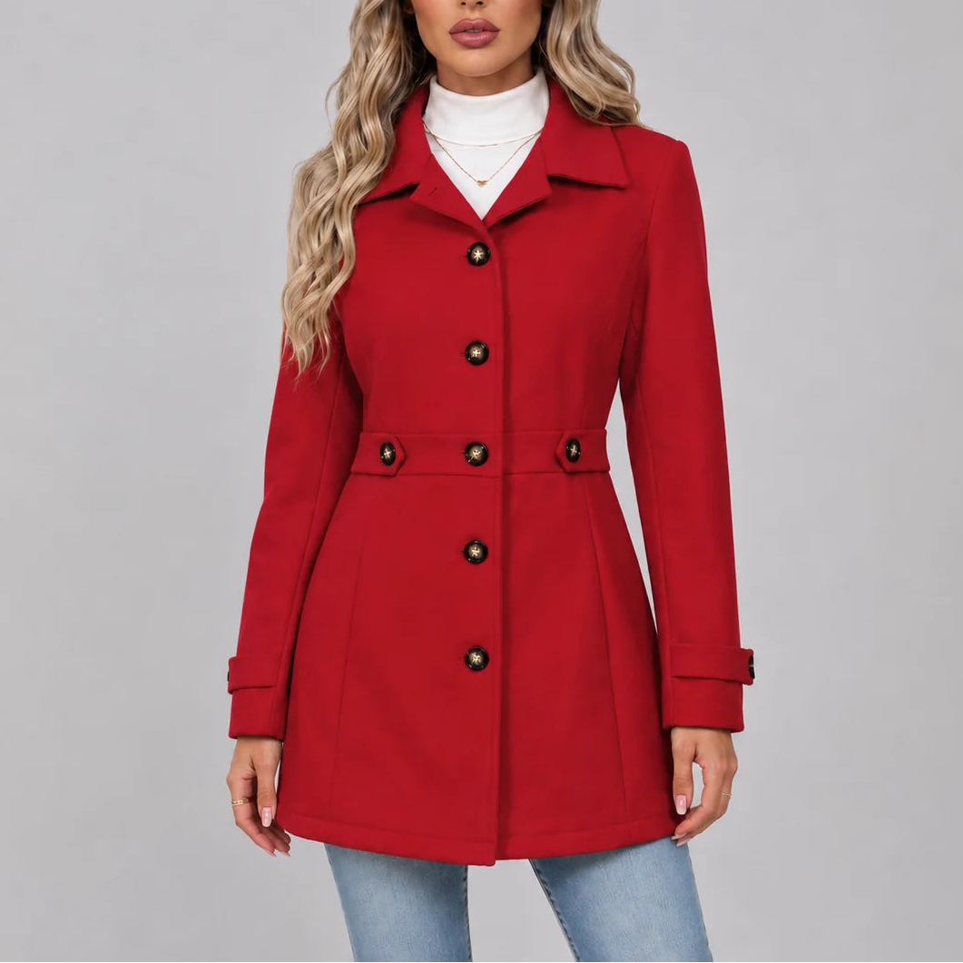 Corentia - Fitted Button Front Overcoat Cool Weather Layering — view 5 of 6